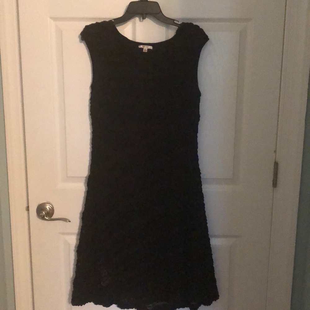 Sleeveless Black lace pattered dress.  Party dress